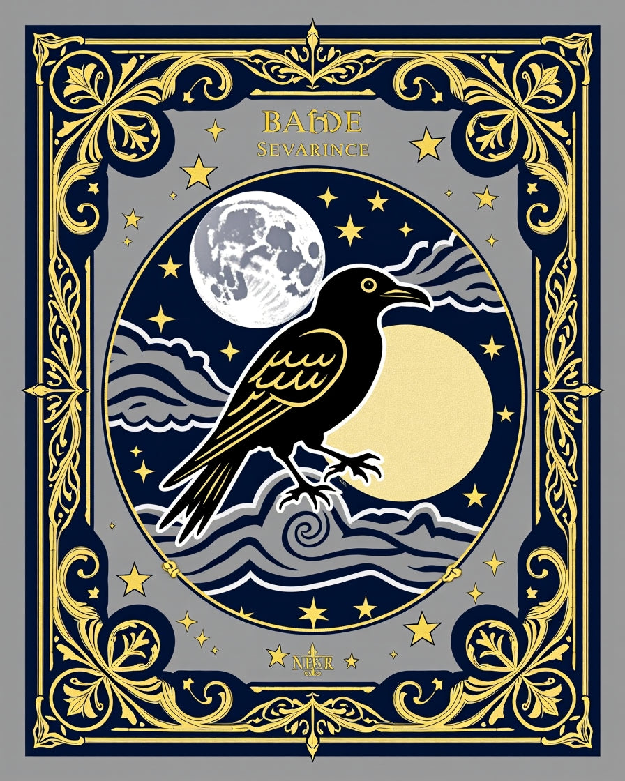 Dark Raven Moon Celestial Night Rug