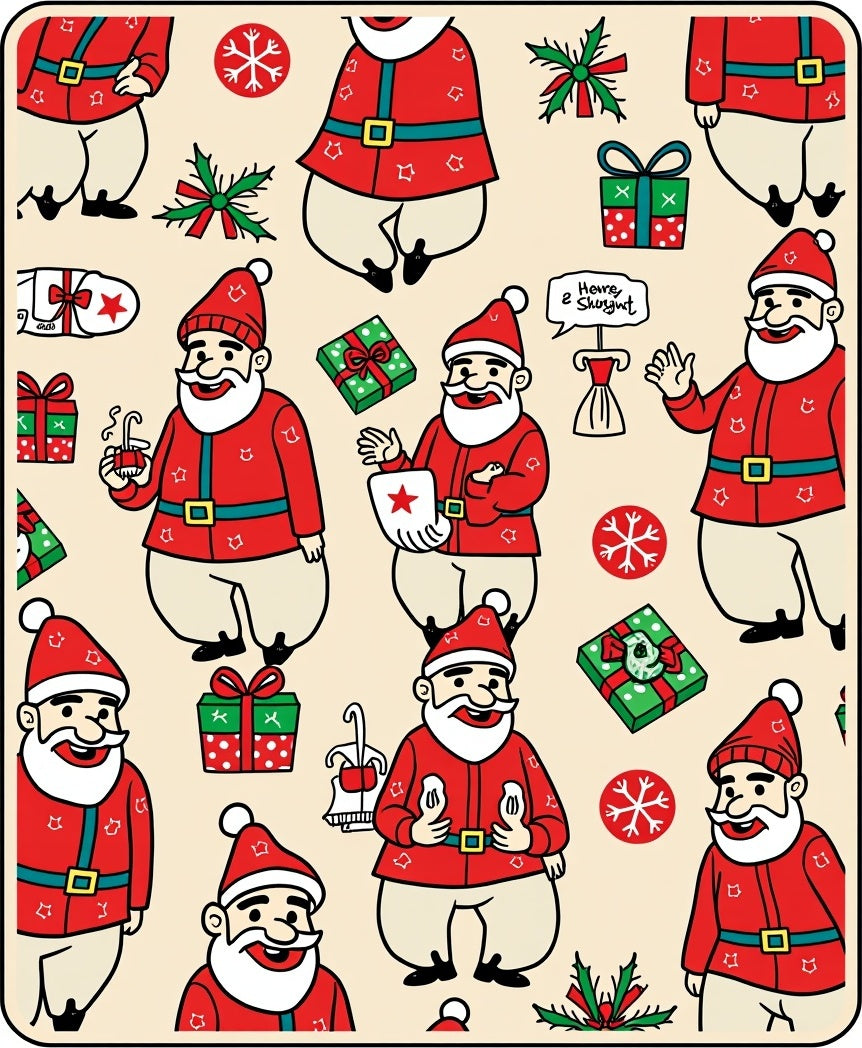 Whimsical Santa Claus Christmas Repeat Rug