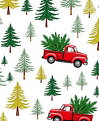 Red Truck Evergreen Forest Trees Rug