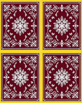 Crimson Yellow Floral Medallion Art Rug