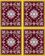 Crimson Yellow Floral Medallion Art Rug