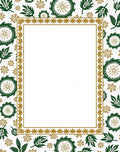 Ornate Green Leaf Wreath Border Rug