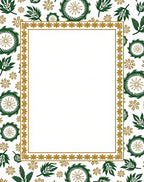 Ornate Green Leaf Wreath Border Rug