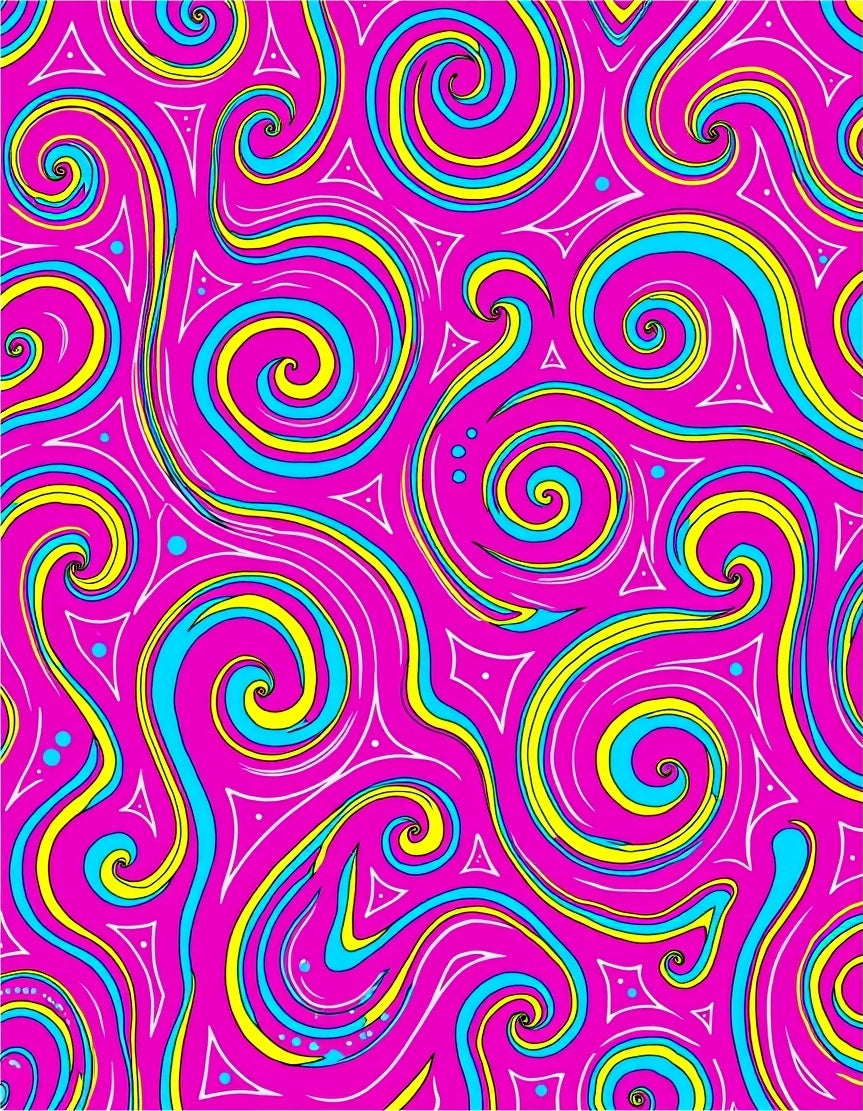 Hot Pink Swirls and Triangles Rug