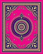 Vibrant Fuchsia Mandala Floral Rug