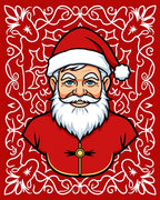 Festive Santa Claus Red Ornamental Rug