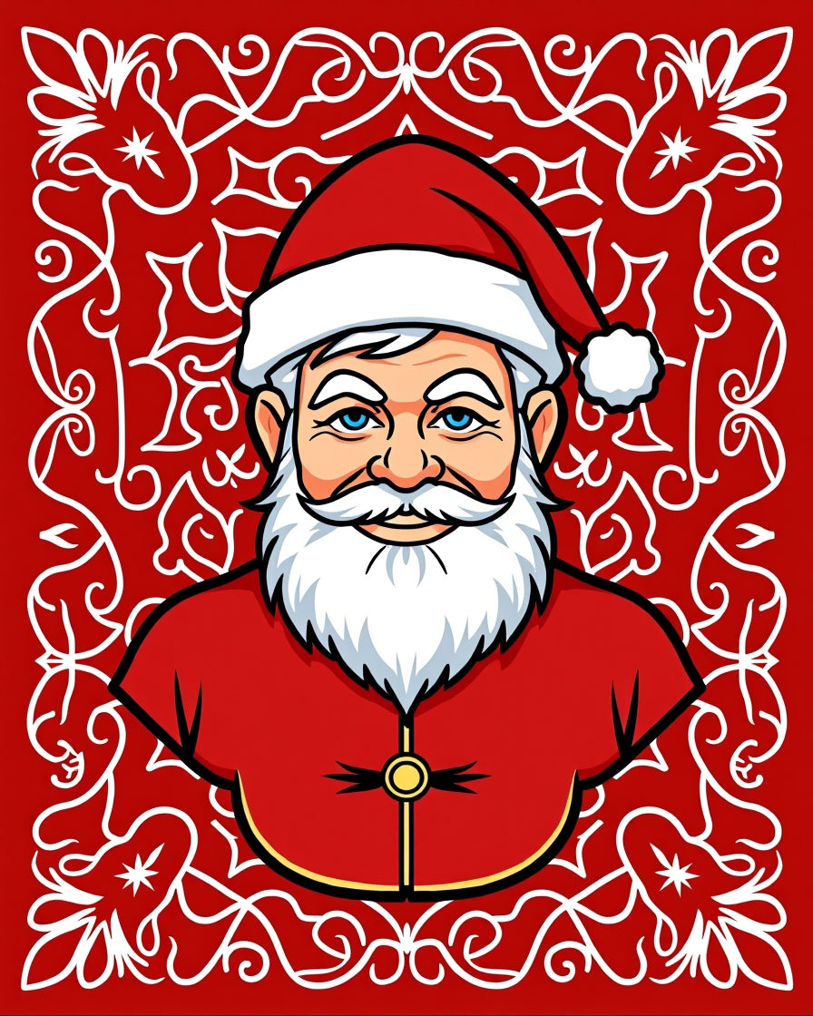 Festive Santa Claus Red Ornamental Rug