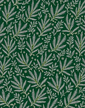 Dark Green White Leafy Branches Repeating Rug