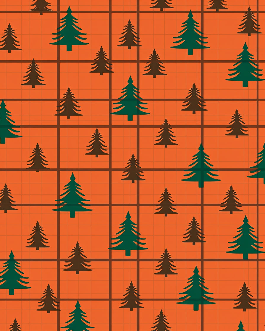 Forest Green Pine Trees Plaid Rug
