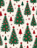 Vintage Green Christmas Trees Red Stars Rug