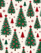 Vintage Green Christmas Trees Red Stars Rug