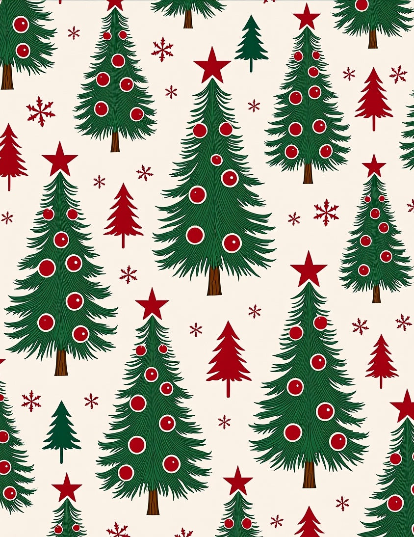 Vintage Green Christmas Trees Red Stars Rug