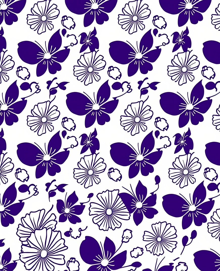 Deep Purple Butterfly Floral Garden Rug