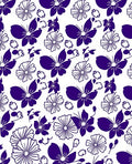 Deep Purple Butterfly Floral Garden Rug