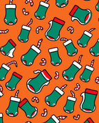 Orange Green Red Stocking Candy Cane Collection Rug