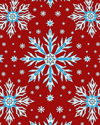 Crimson Red Snowflake Stars Rug