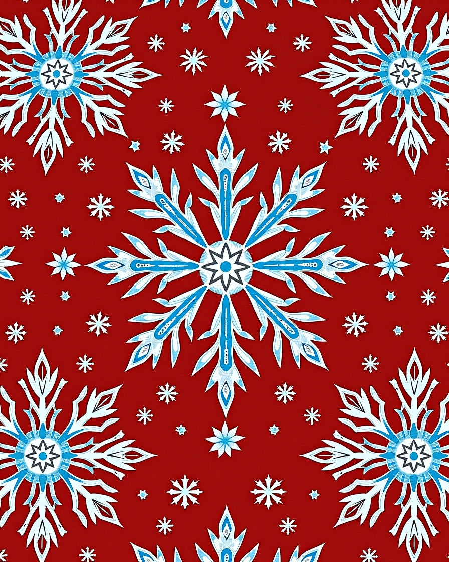 Crimson Red Snowflake Stars Rug