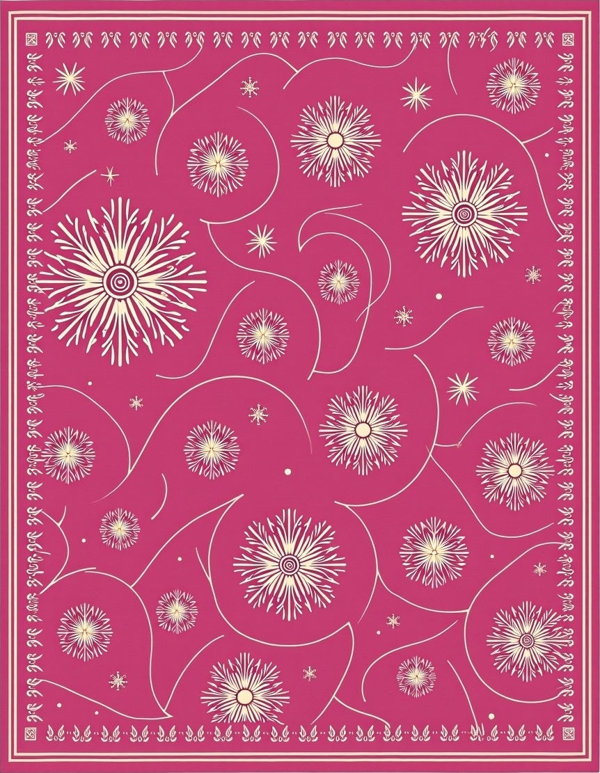 Fuchsia Daisy Swirl Medallion Rug