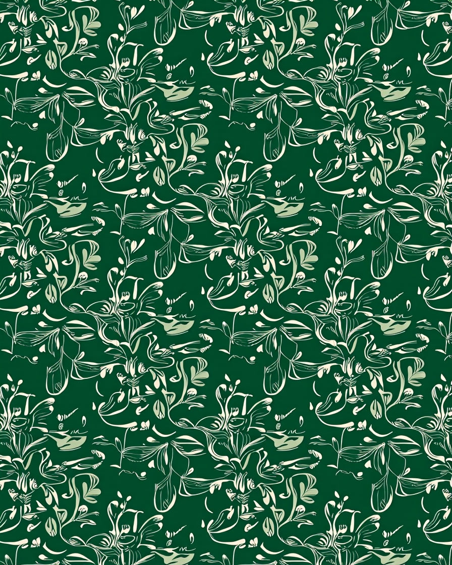 Emerald Green Whimsical Floral Swirl Rug