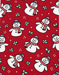 Festive Red Snowman Holly Sprig Rug