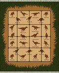 Dinosaur Chart Brown Botanical Border Rug