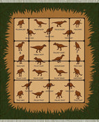 Dinosaur Chart Brown Botanical Border Rug