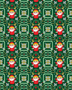 Festive Red Santa Green Ornament Rug