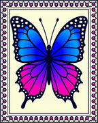 Vibrant Blue Purple Butterfly Border Rug