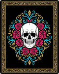 Skull Rose Black Gold Ornament Rug