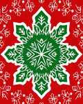 Festive Red Green Snowflake Mandala Rug