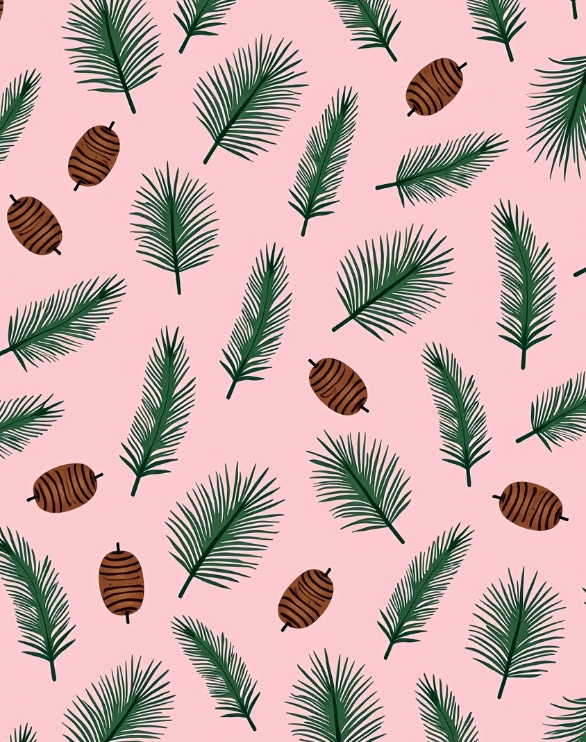 Pink Palm Leaf Seed Scatter Rug