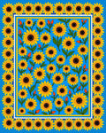 Vibrant Yellow Sunflowers Blue Field Rug
