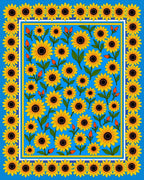 Vibrant Yellow Sunflowers Blue Field Rug