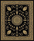 Golden Sun Black Ornate Medallion Rug