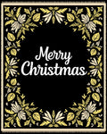 Black Floral Merry Christmas Accent Rug