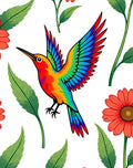 Vibrant Retro Hummingbird Floral Rug
