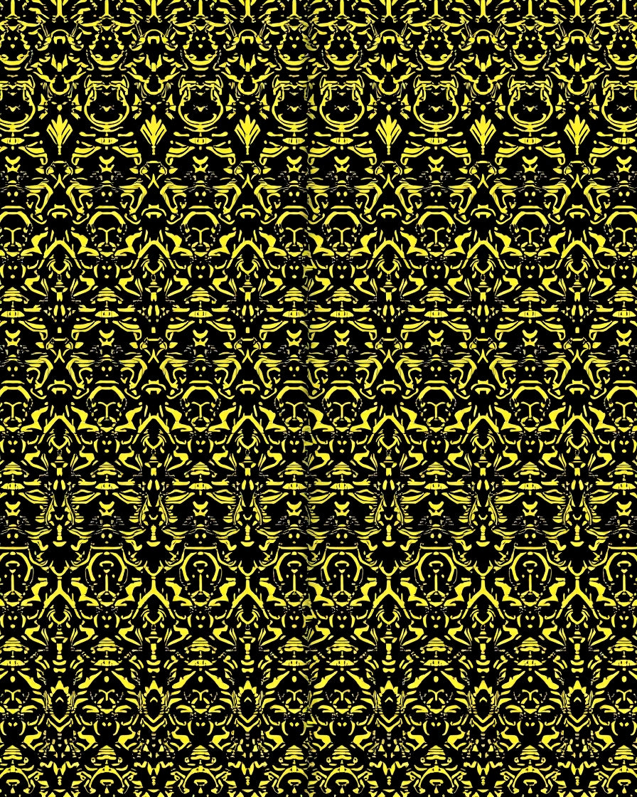 Opulent Yellow Black Baroque Flourish Rug