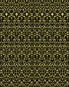 Opulent Yellow Black Baroque Flourish Rug