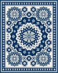 Classic Blue Floral Medallion Arrangement Rug