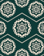 Deep Teal Medallion Zigzag Rug