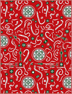 Red White Green Whimsical Festive Medallions Rug