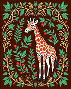 Whimsical Giraffe Floral Garden Rug