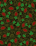 Bold Red Green Leaf Swirl Rug