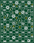 Green White Football Mosaic Hexagonal Rug