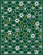 Green White Football Mosaic Hexagonal Rug