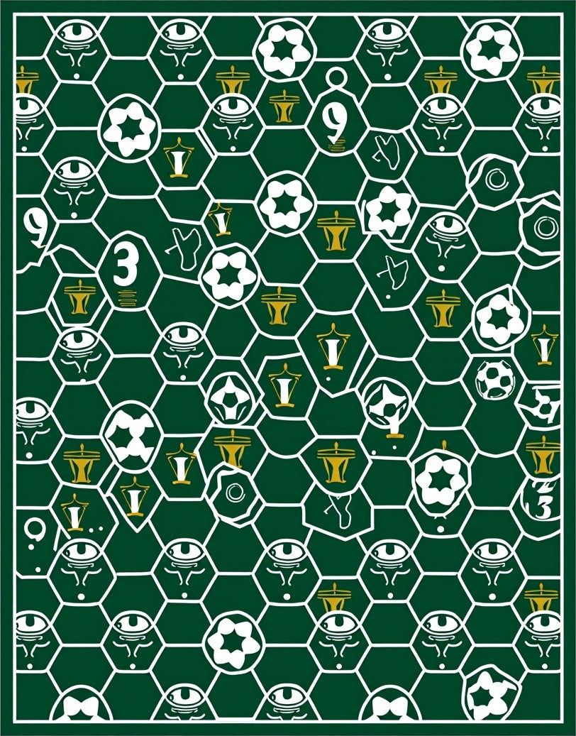 Green White Football Mosaic Hexagonal Rug