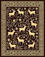 Golden Deer Snowflake Border Rug