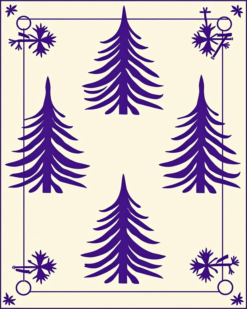 Deep Purple Pine Forest Square Rug