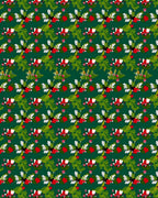 Emerald Green Red White Floral Garland Rug