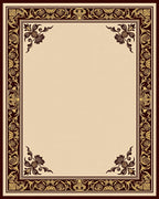 Ornate Burgundy Gold Floral Border Rug